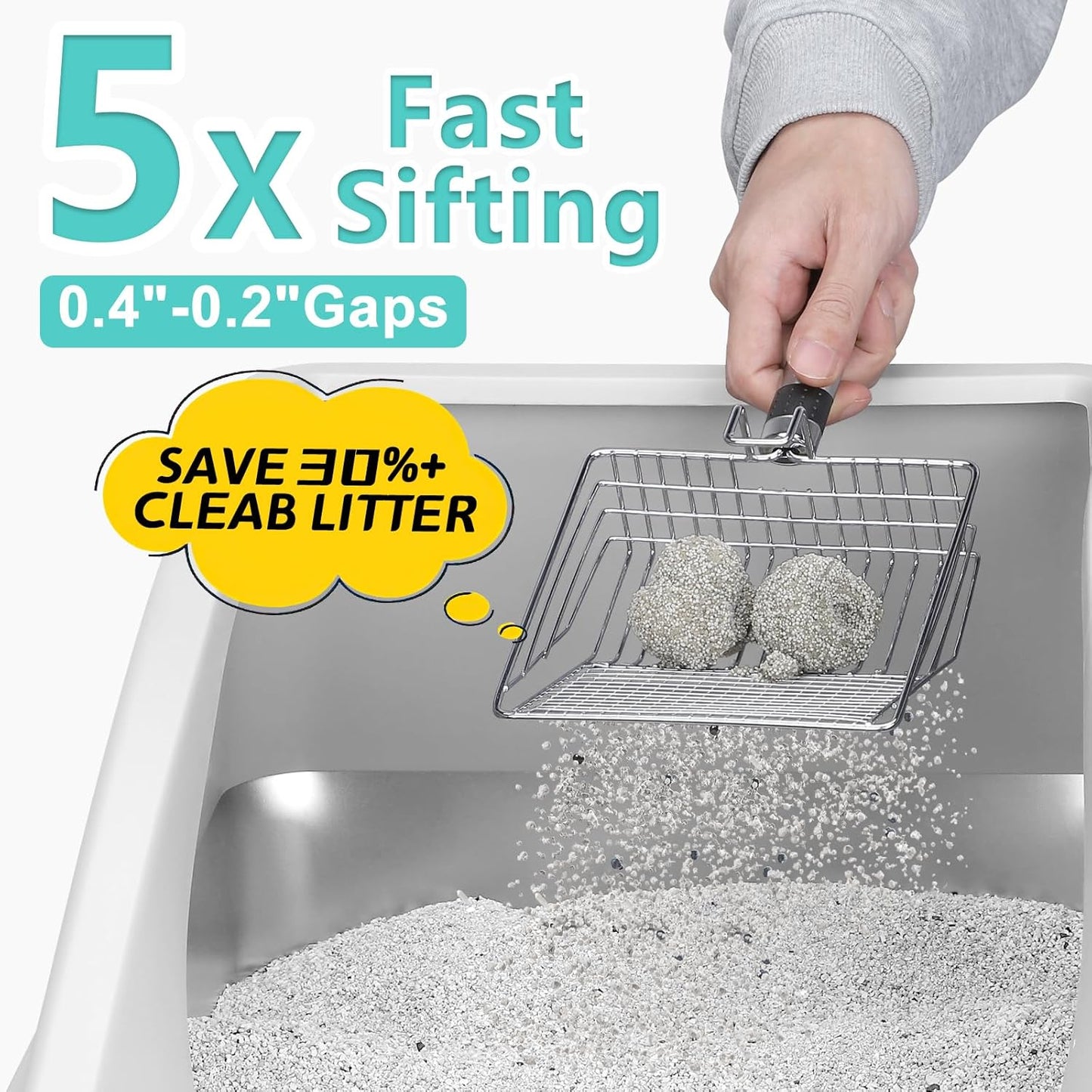 Stainless Steel Litter Box, XL Enclosed Cat Litter Boxs with Lid for Big Cats, High Sided