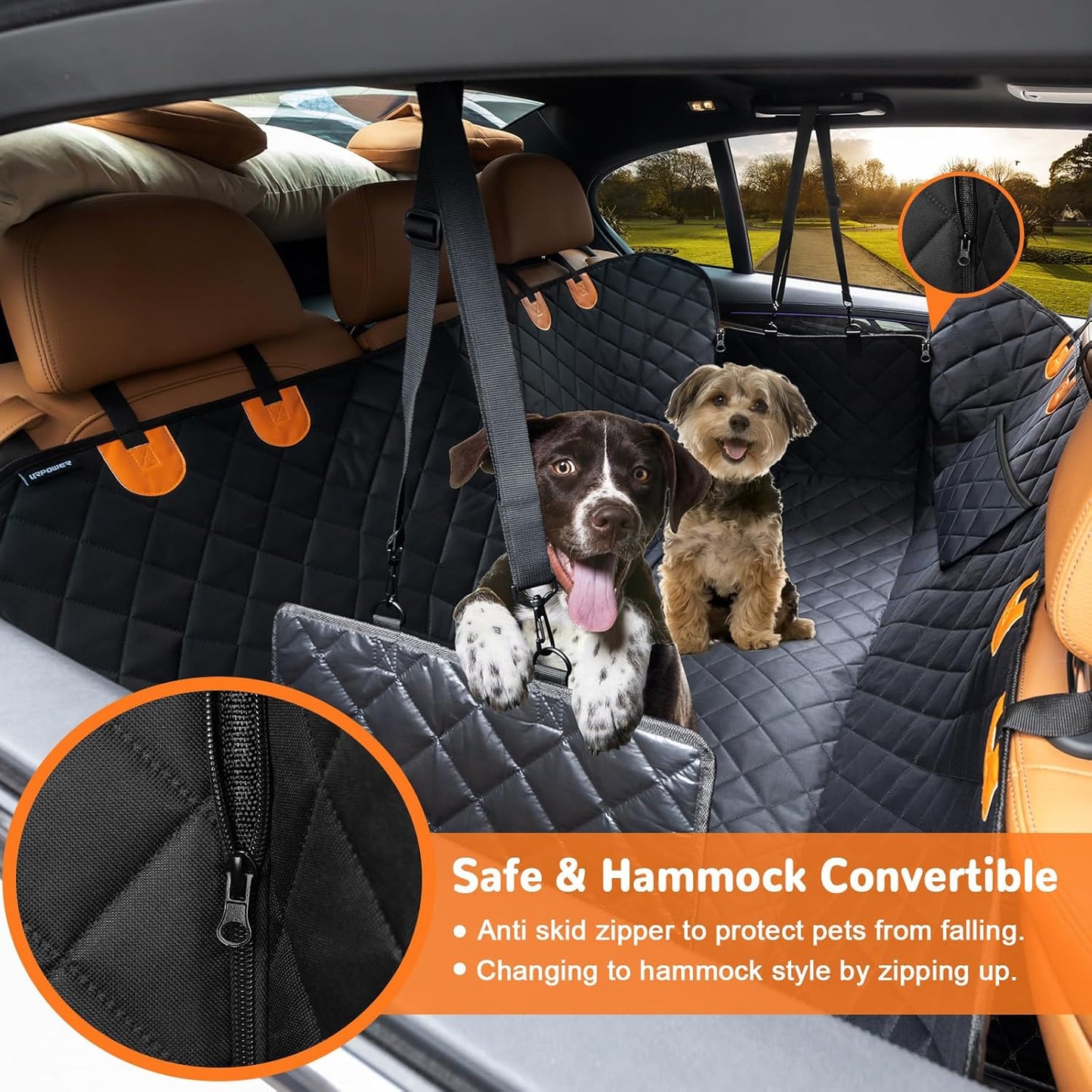 Dog Car Seat Cover for Pets 100% Waterproof Seat Cover Hammock 600D Heavy Duty Scratch Proof Nonslip