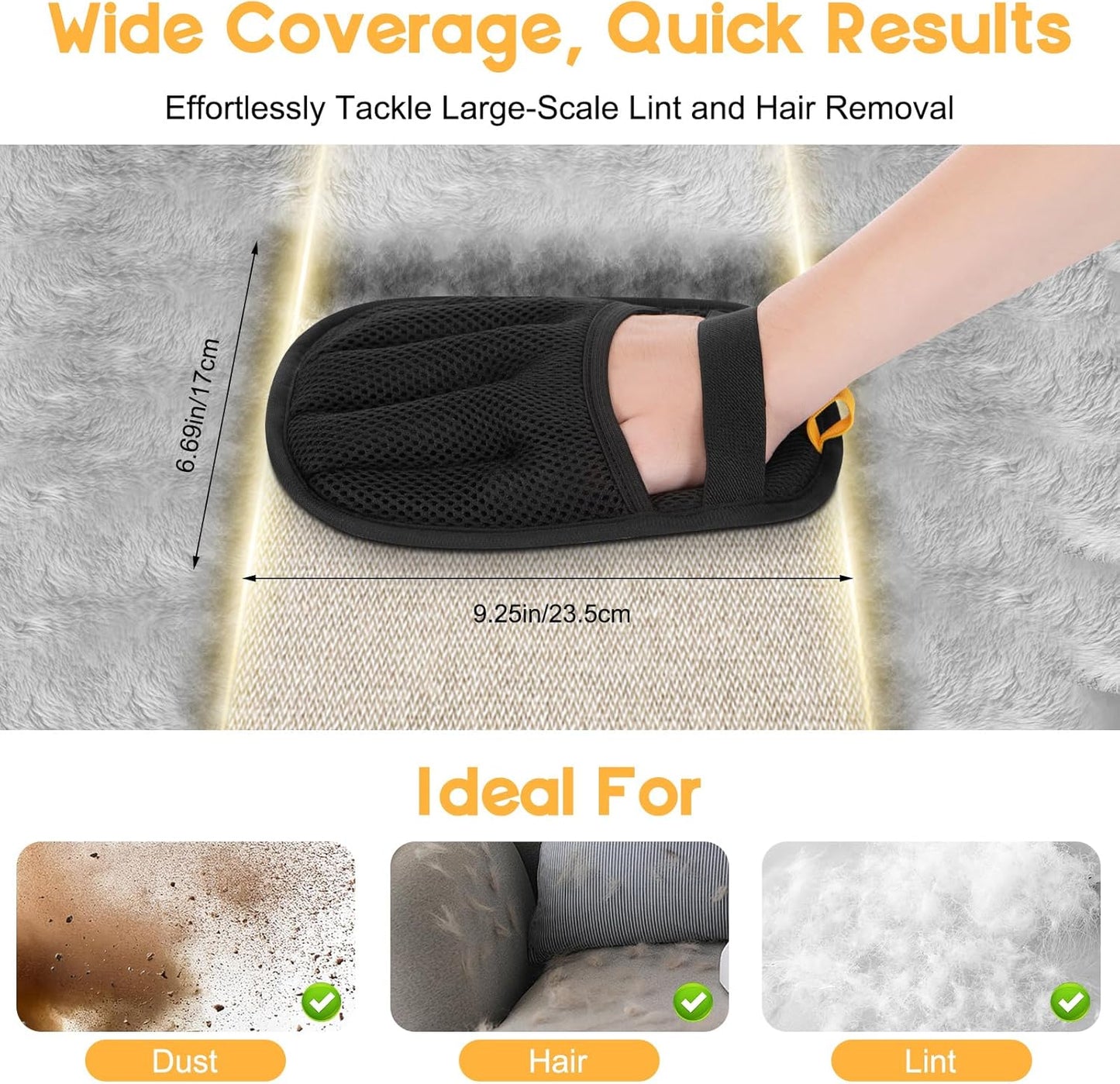 Magic Brush Pet Hair Remover, Five-Finger Electrostatic Dog Cat Hair Removal Gloves for Couch, Furniture,Clothing