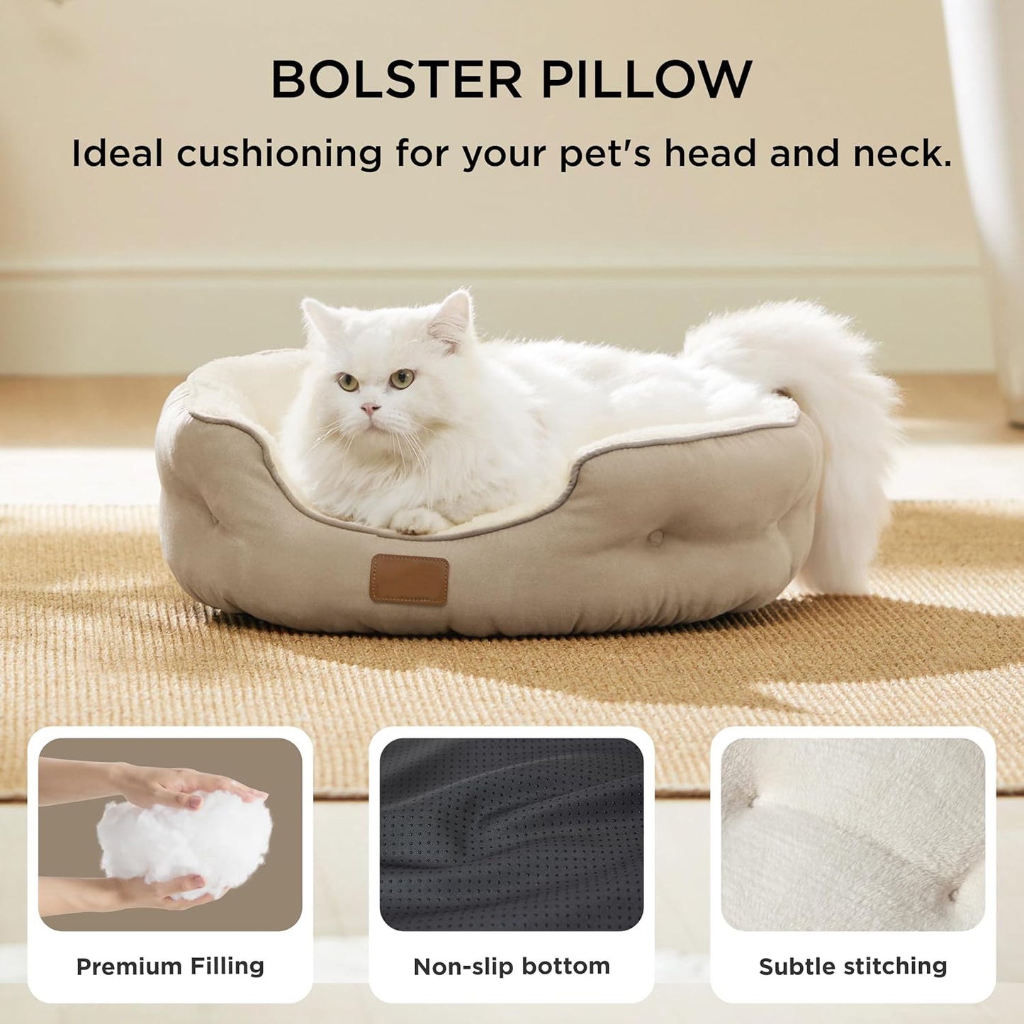 Round Small Dog Cat Beds for Puppy and Kitten with Slip-Resistant Bottom