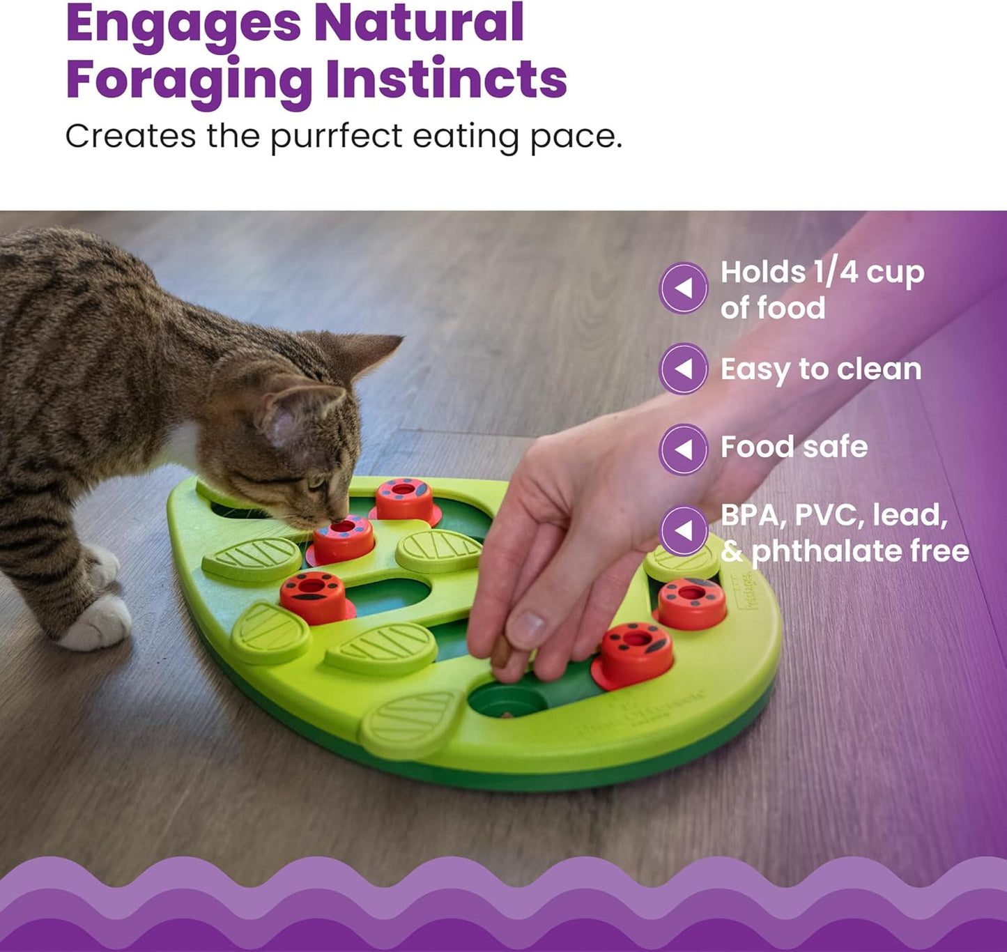 Cat Toy Interactive Treat Puzzle Feeder for Cats, 16 Hidden Treat Compartments Slow Feeder