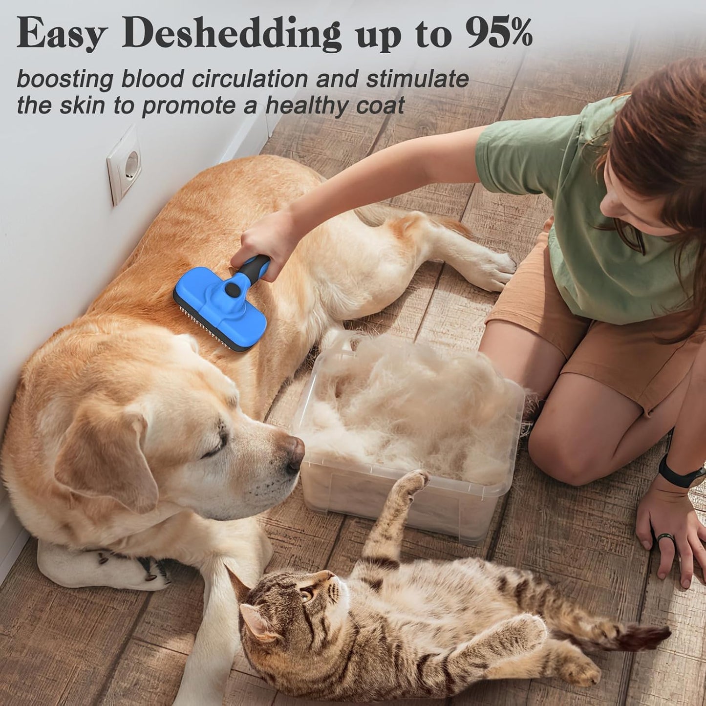 Self Cleaning Slicker Pet Brush - Skin Friendly Deshedding Grooming Tool for Dogs & Cats