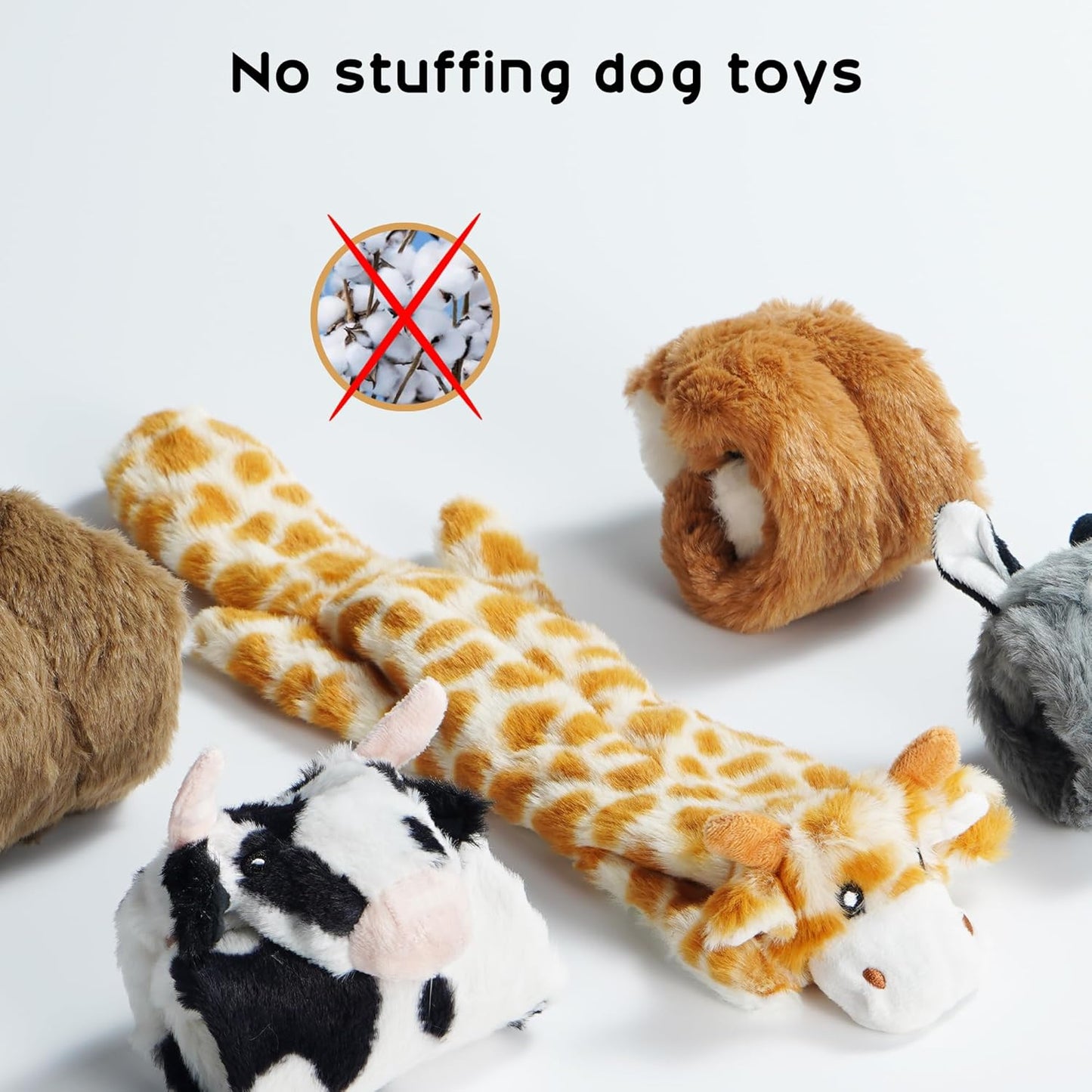 Dog Squeaky Toys, 5 PCS Crinkle Plush Dog Toys, No Stuffing Dog Toys for Small Medium Large Dogs