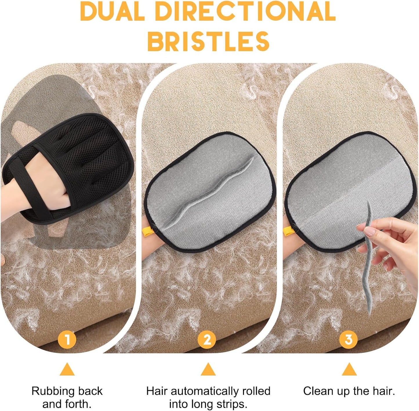 Magic Brush Pet Hair Remover, Five-Finger Electrostatic Dog Cat Hair Removal Gloves for Couch, Furniture,Clothing