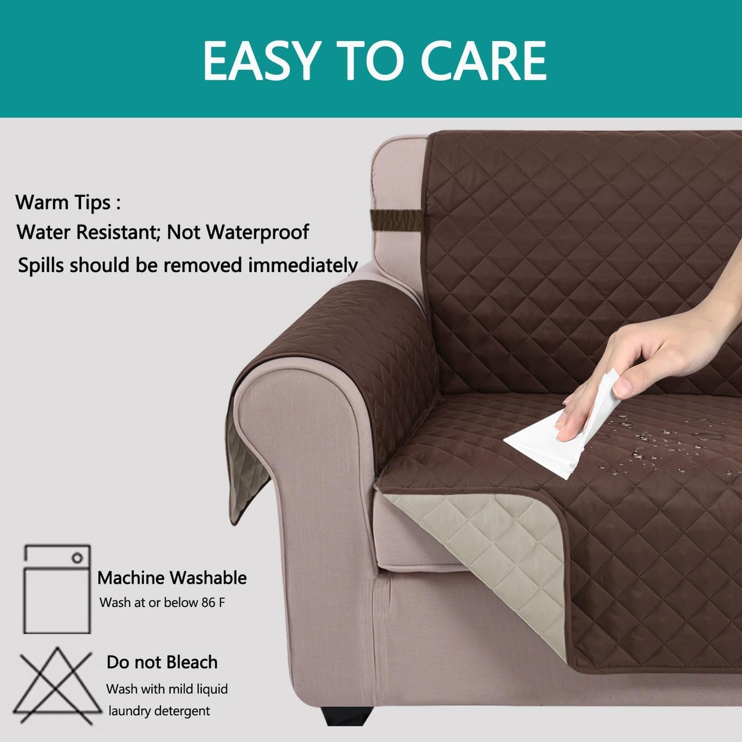 Reversible Couch Cover for 3/4 Cushion Couch Sofa Cover for Dogs Water Resistant Furniture Protector Cover