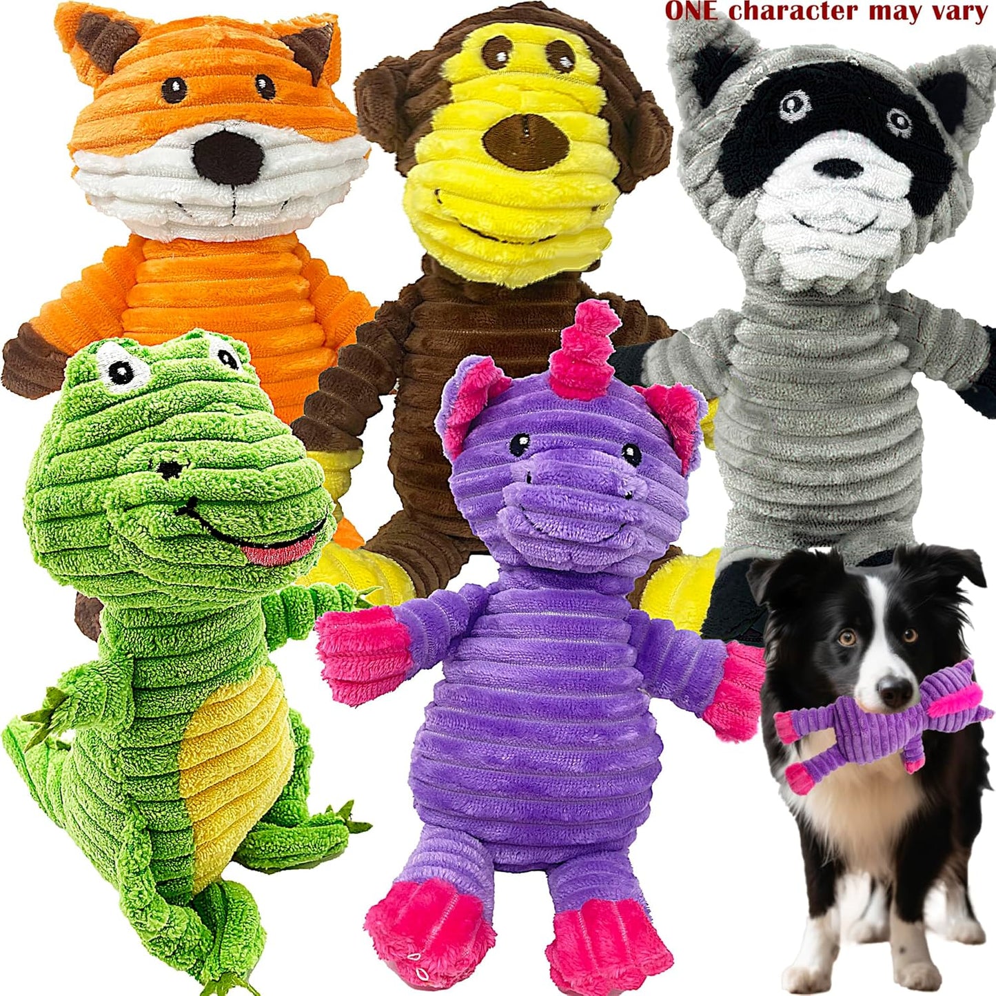 Plush Dog Toys Assortment Value Bundle Puppy Pet Mutt Squeak Toy for Medium Large Dogs
