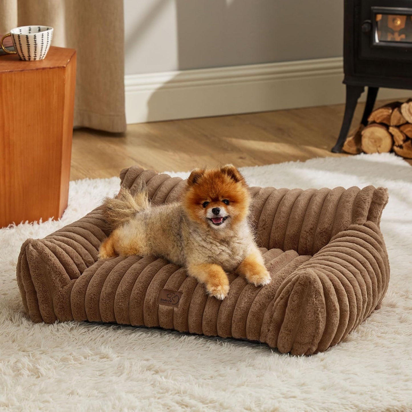 Dog Cat Couch for Pets, Fluffy Dog Beds with Premium Soft Corduroy Fleece