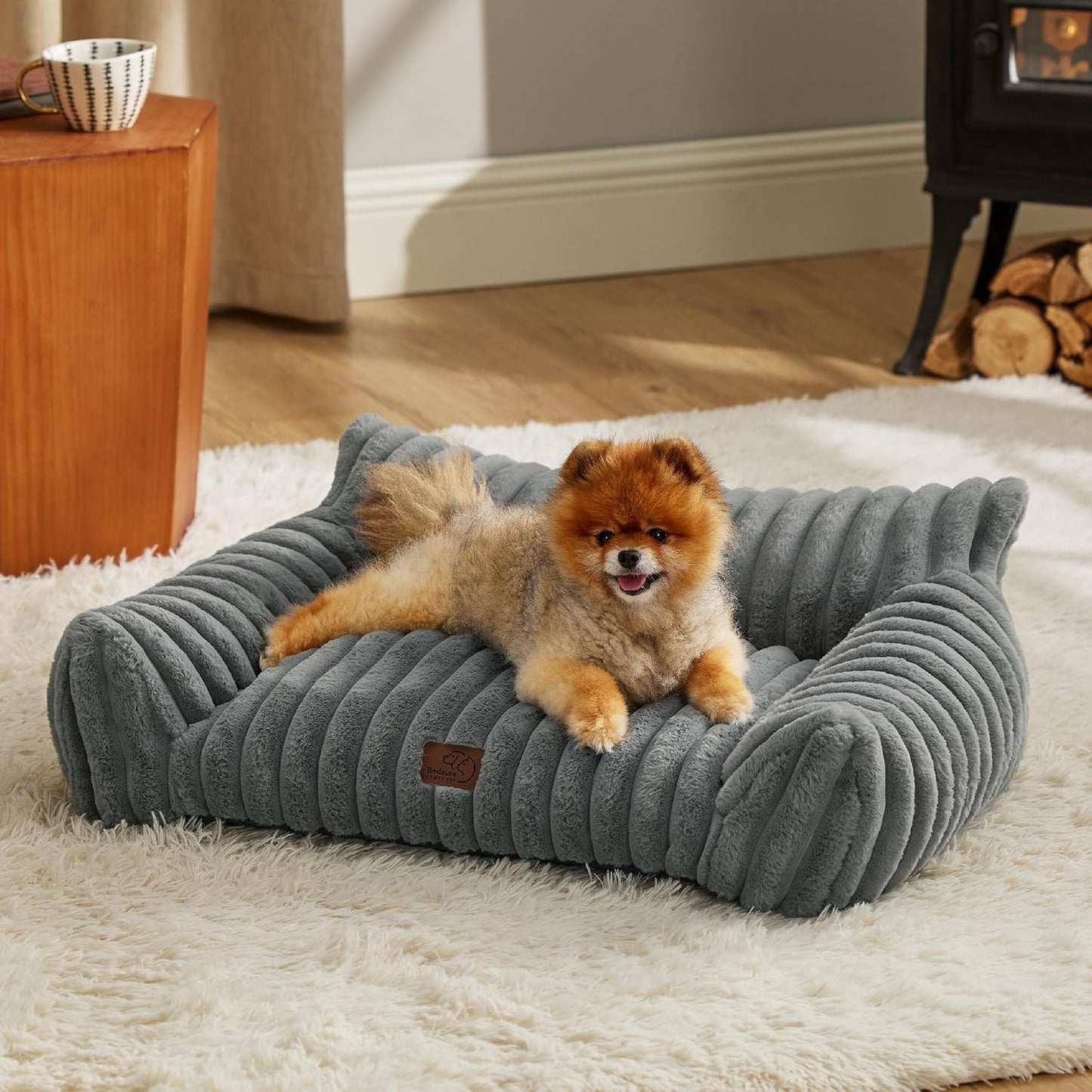 Dog Cat Couch for Pets, Fluffy Dog Beds with Premium Soft Corduroy Fleece