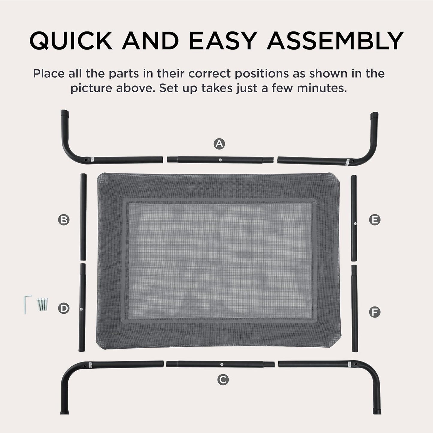 Portable Outdoor Elevated Dog Bed with Skid-Resistant Feet, with Breathable Mesh