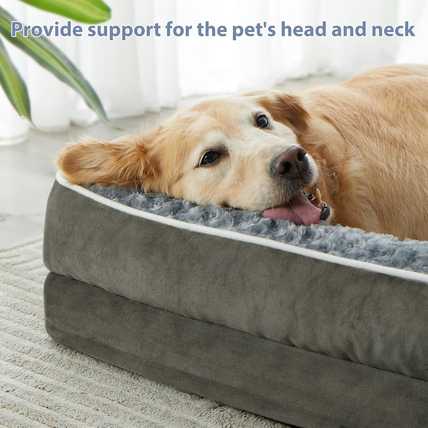 UK Home Orthopedic Dogs Beds with Head and Neck Support