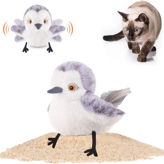 Cat Toys Flapping Bird (No Flying), Lifelike Sandpiper Chirp Tweet, Interactive Cat Exercise Toys