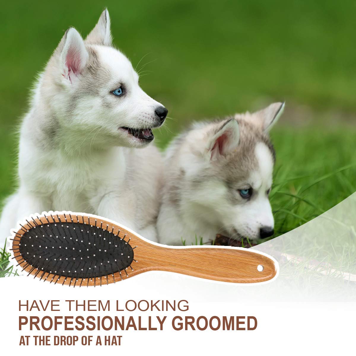 KylePet Dog Brush, Double Sided Pet Slicker Brush with Bamboo Handle for Dogs and Cats Long Hair