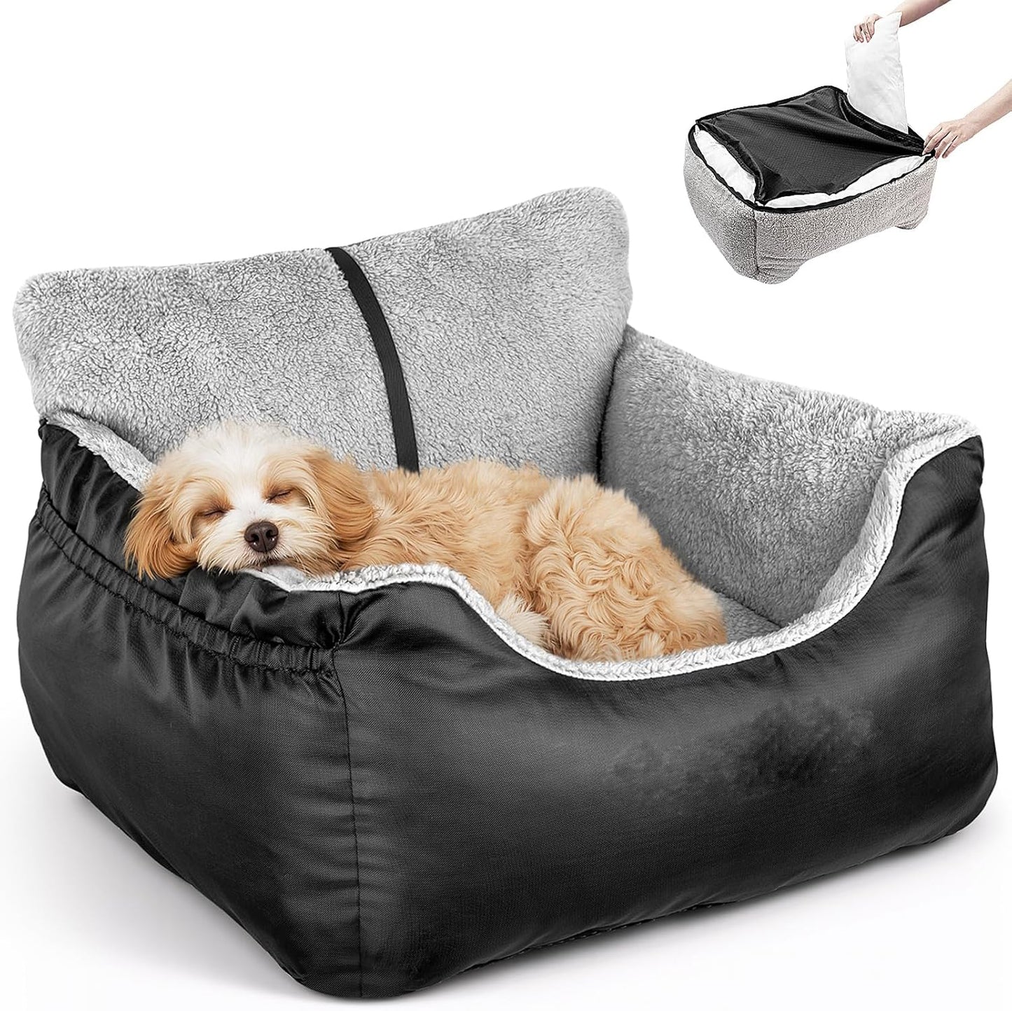 Dog Car Seat for Small Dogs, Soft Pet Car Travel Home Bed Under 25 lbs