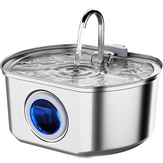 Cat Water Fountain Stainless Steel: 108oz/3.2L Cat Fountain for Drinking- Pet Water Fountain for Cats Dogs