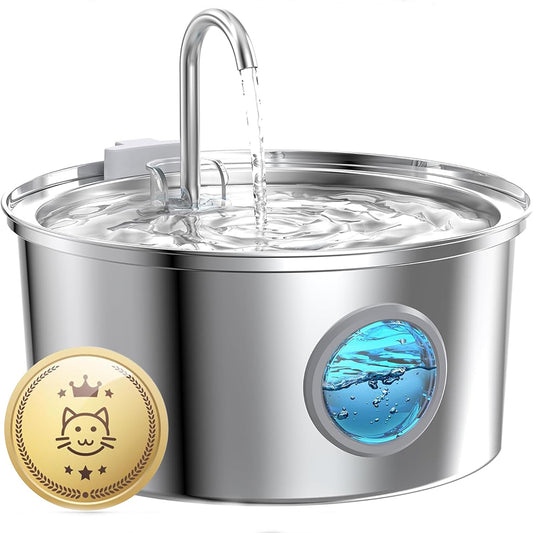 Cat Water Fountain Stainless Steel: 108oz/3.2L Cat Fountain for Drinking - Pet Water Fountain for Cats Dogs
