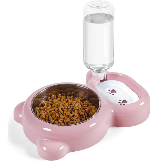 Dog Bowls, Cat Food and Water Bowl Set with Water Dispenser and Stainless Steel Bowl for Cats and Small Dogs