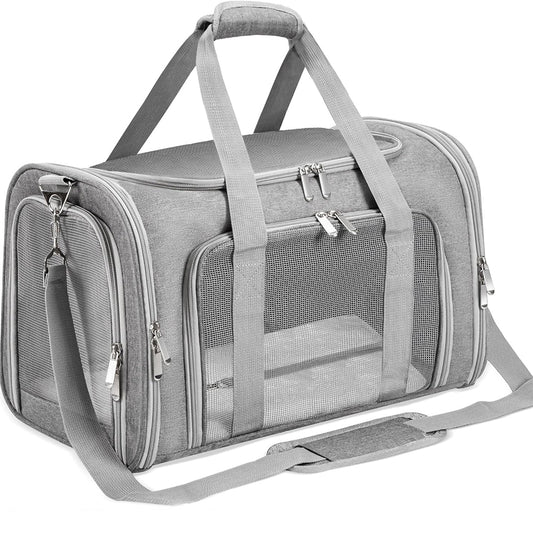 Soft-Sided Cat/Dog/Pet Carrier, Collapsible Pets Travel Carriers for Big Cats/Small Dogs