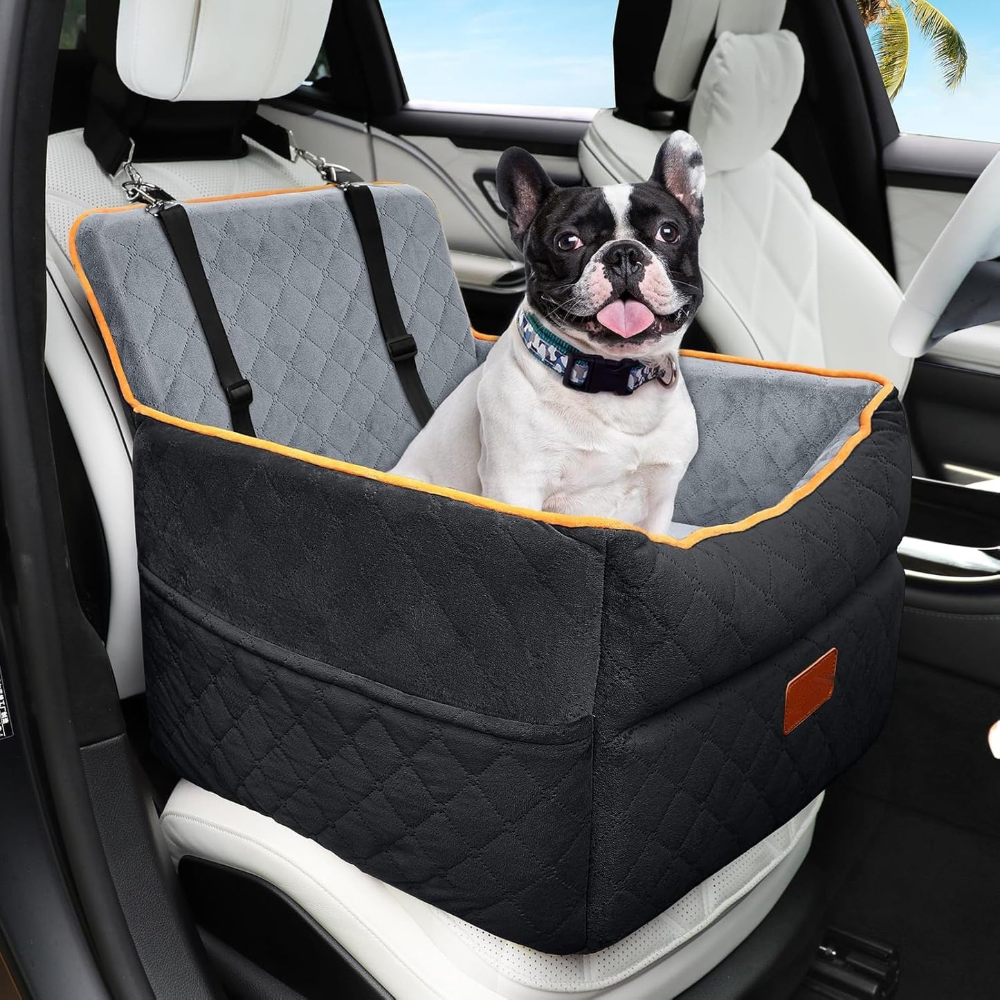 Small Dog Car Seat, Memory Foam Dog Booster Car Seats with Thick Cushion for Medium Dogs Under 35lbs