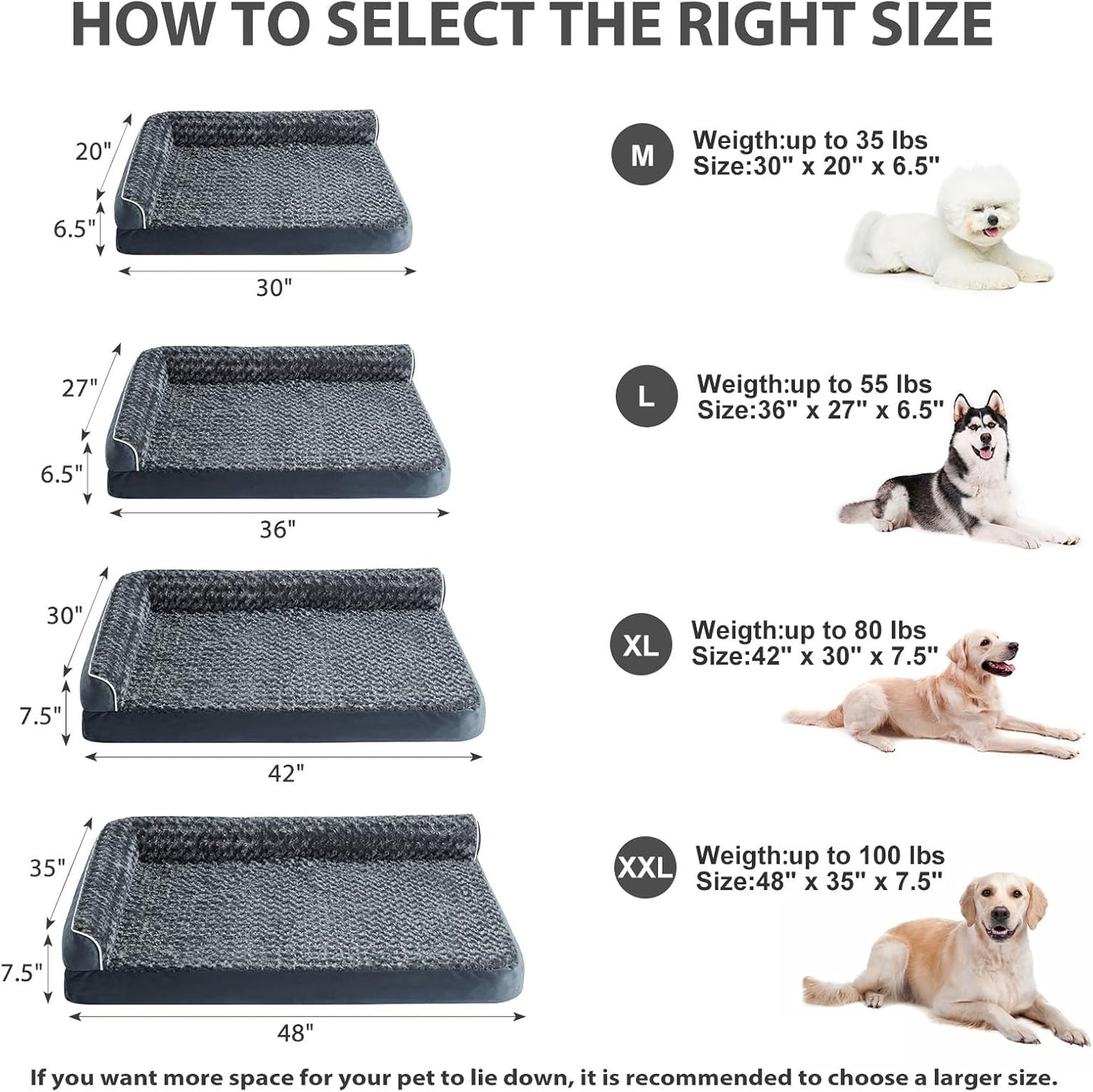 Orthopedic Dog Bed for Large Dogs-Big Waterproof Sofa Dog Bed with Removable Washable Cover