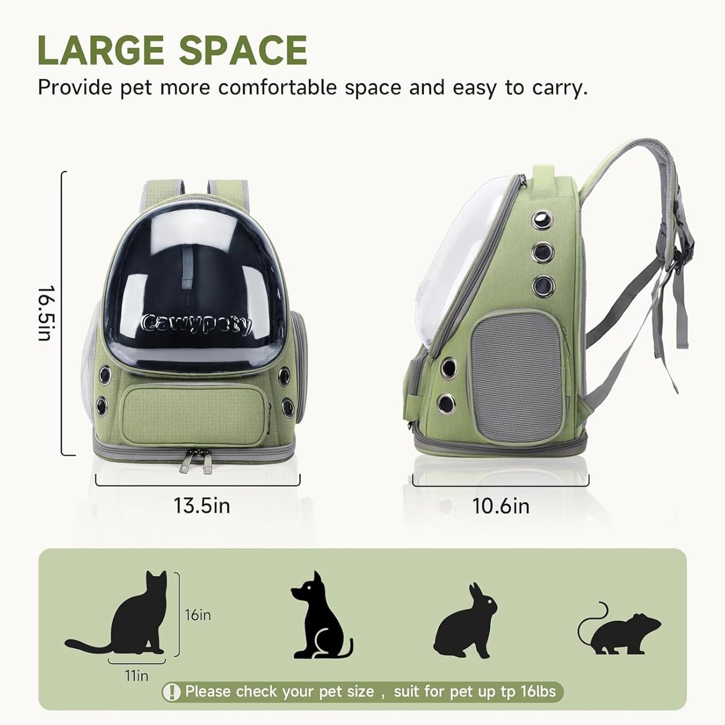 Breathable Cat Carrier Large Space Bubble Pet Backpack for Kitty Small Dog up to 15lbs