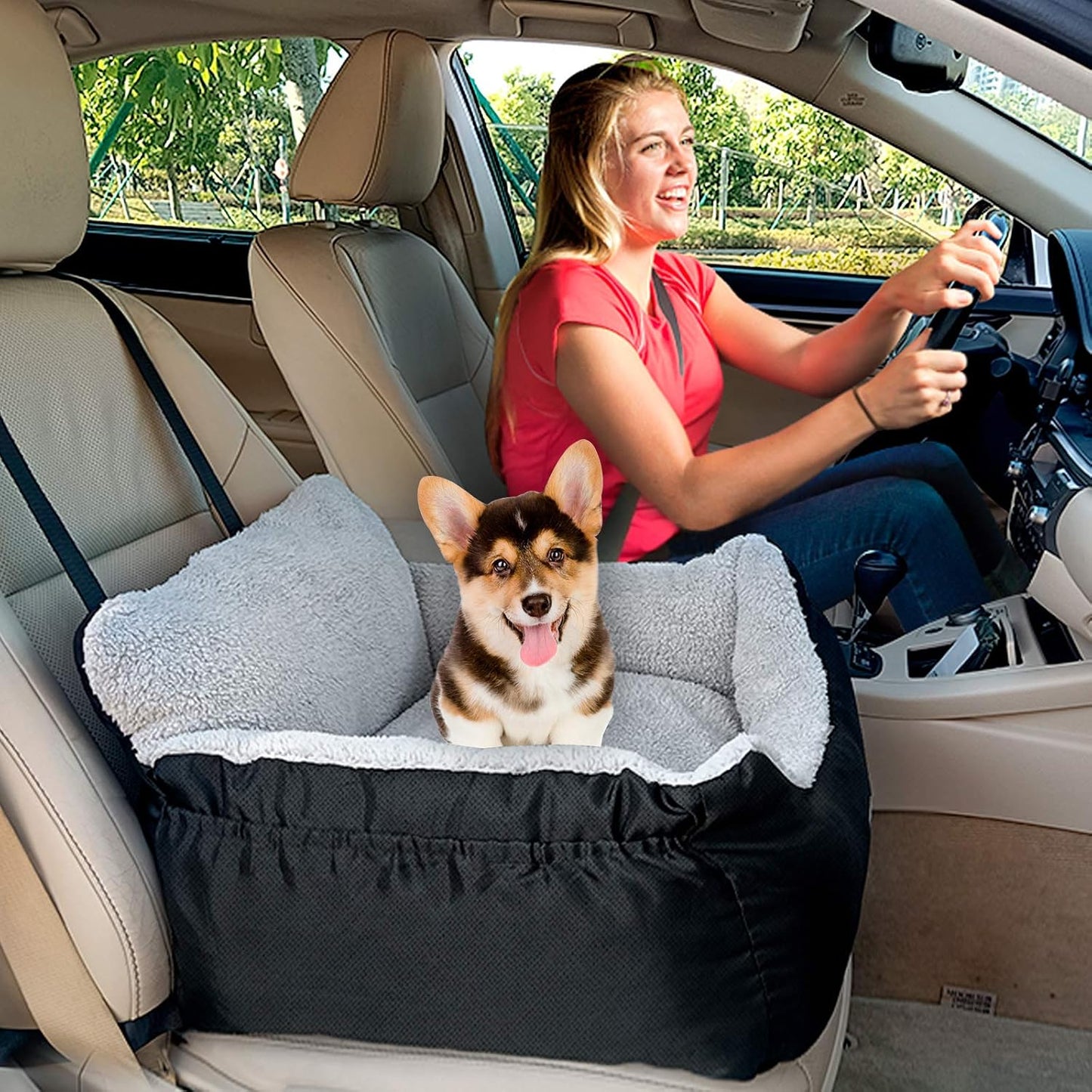 Dog Car Seat for Small Dogs, Soft Pet Car Travel Home Bed Under 25 lbs