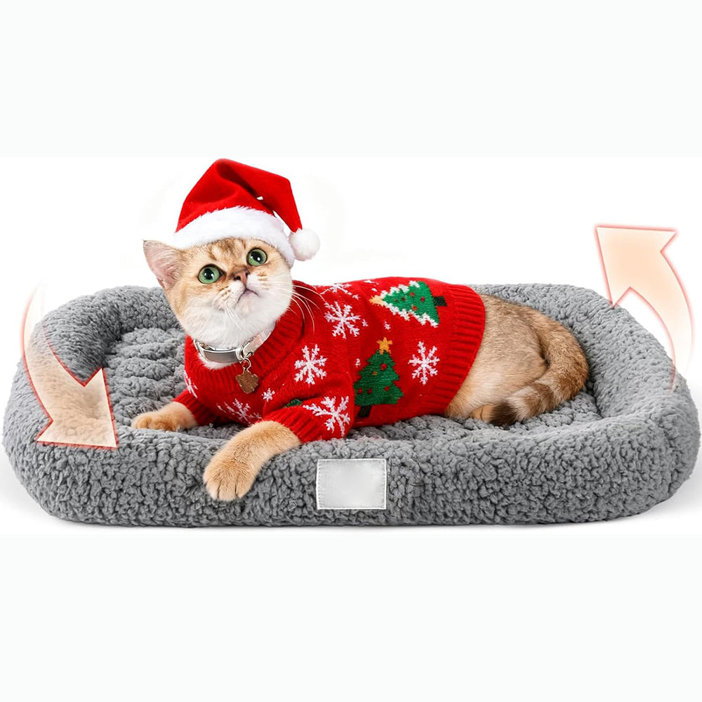 UK Pets Self Warming Cat Bed Self Heating Pet Pad with Bolster and Foam Washable Removable Cover