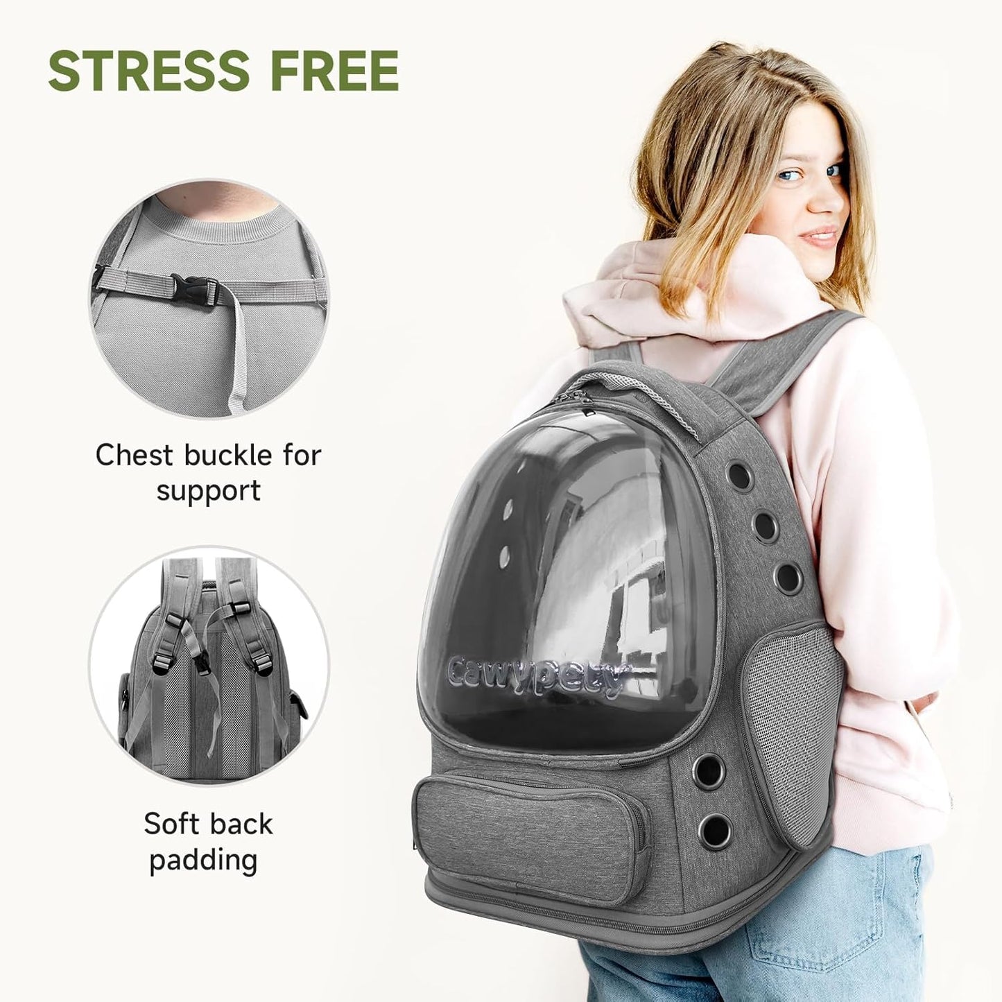 Breathable Cat Carrier Large Space Bubble Pet Backpack for Kitty Small Dog up to 15lbs
