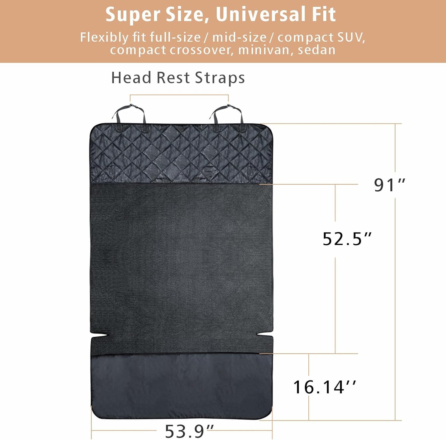 Water Resistant Pet Cover Dog Seat Mat SUVs Sedans Vans with Bumper Flap Protector