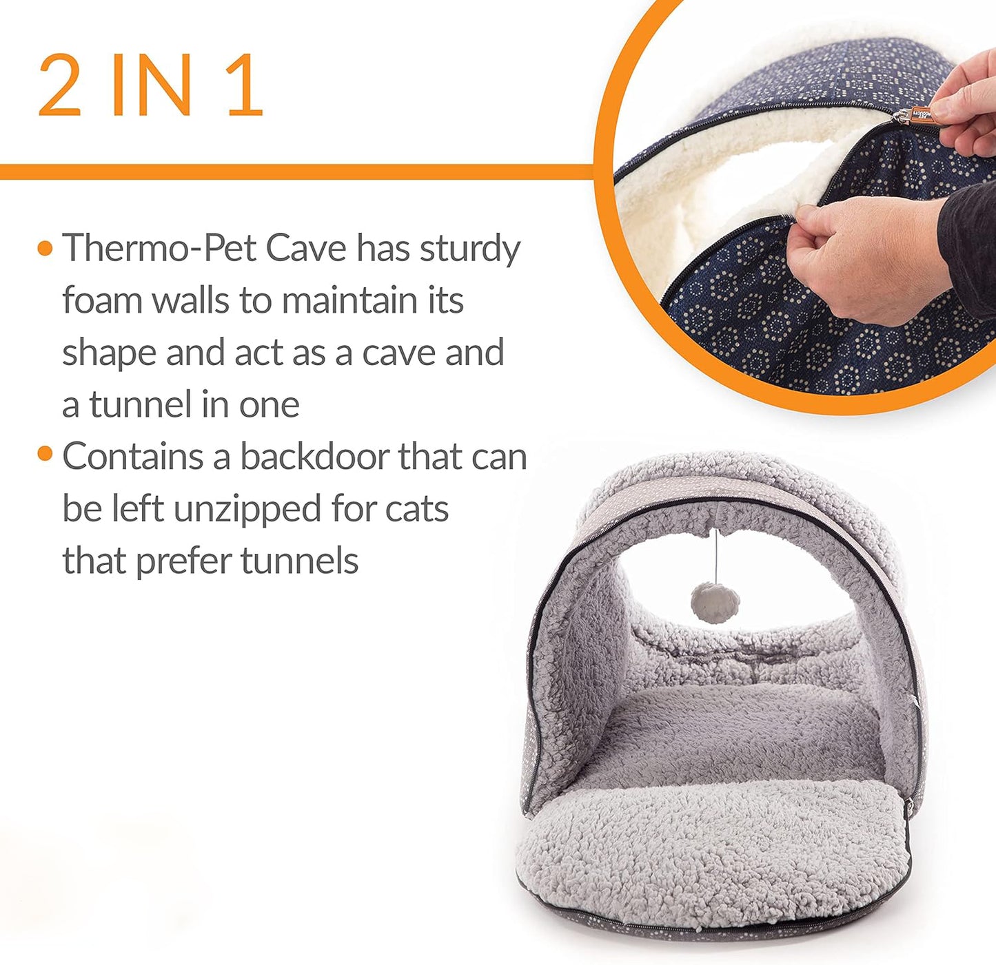 UK Indoor Heated Pet Products Thermo-Pet Cave Heated Dog Cat Bed for Large Cats and Dogs