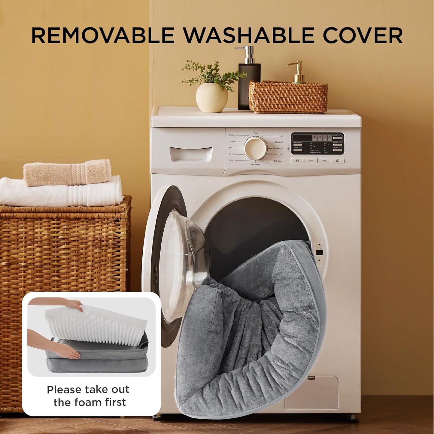 Orthopedic Large Sized Dog Cat Beds, Washable Waterproof Removable Cover, Nonskid Bottom