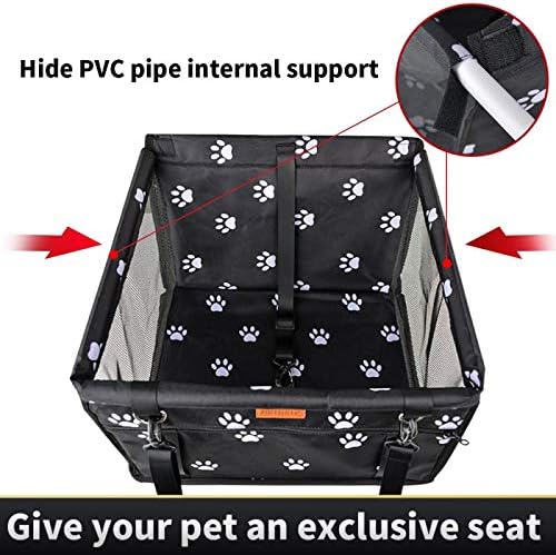 Dog Car Seat Puppy Portable Pet Booster Car Seat with Clip-On Safety Leash and PVC Support Pipe