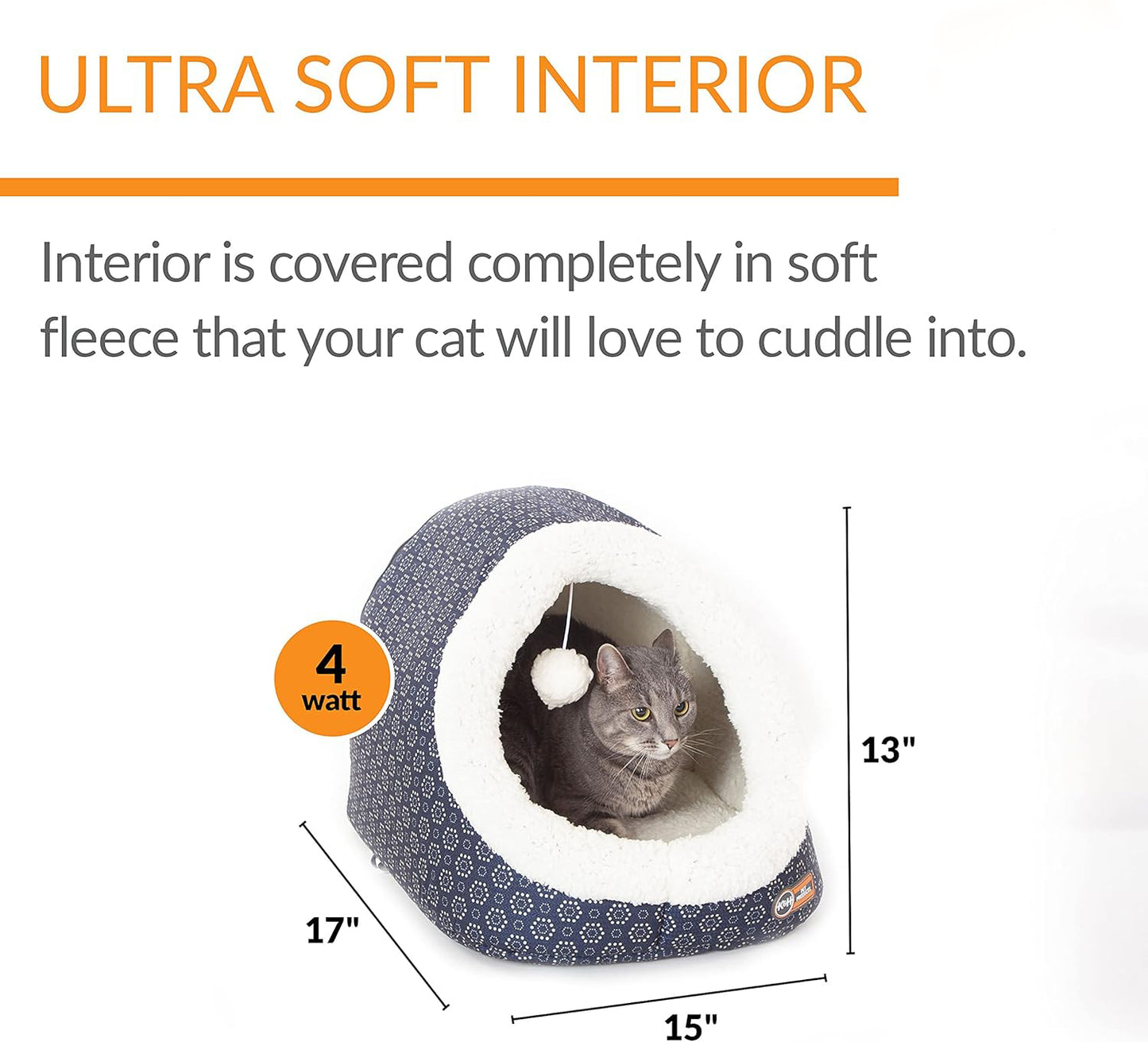 UK Indoor Heated Pet Products Thermo-Pet Cave Heated Dog Cat Bed for Large Cats and Dogs