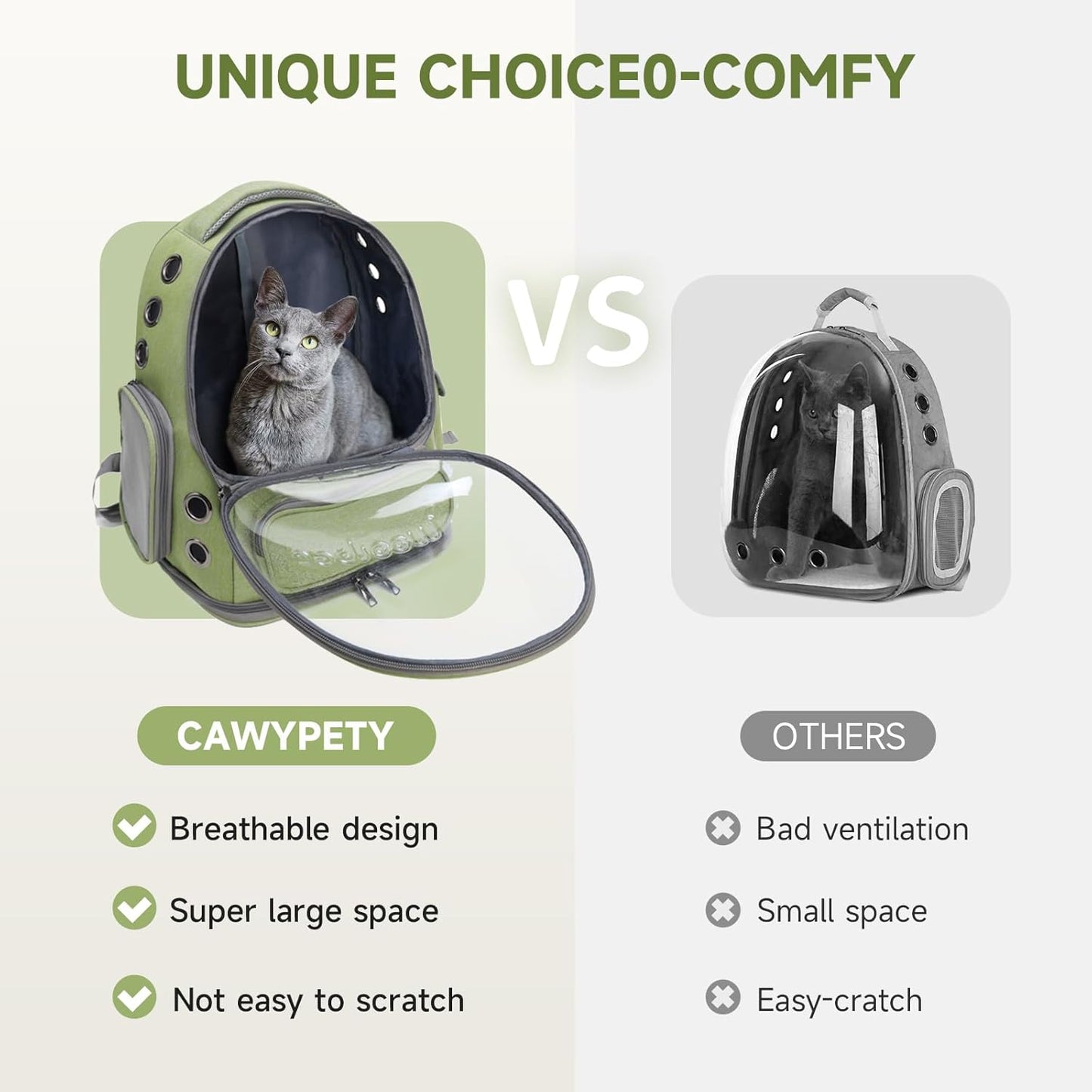 Breathable Cat Carrier Large Space Bubble Pet Backpack for Kitty Small Dog up to 15lbs