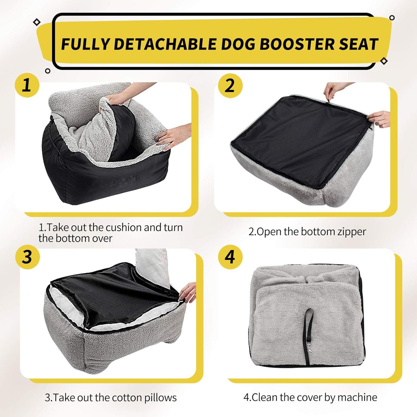 Dog Car Seat for Small Dogs, Soft Pet Car Travel Home Bed Under 25 lbs
