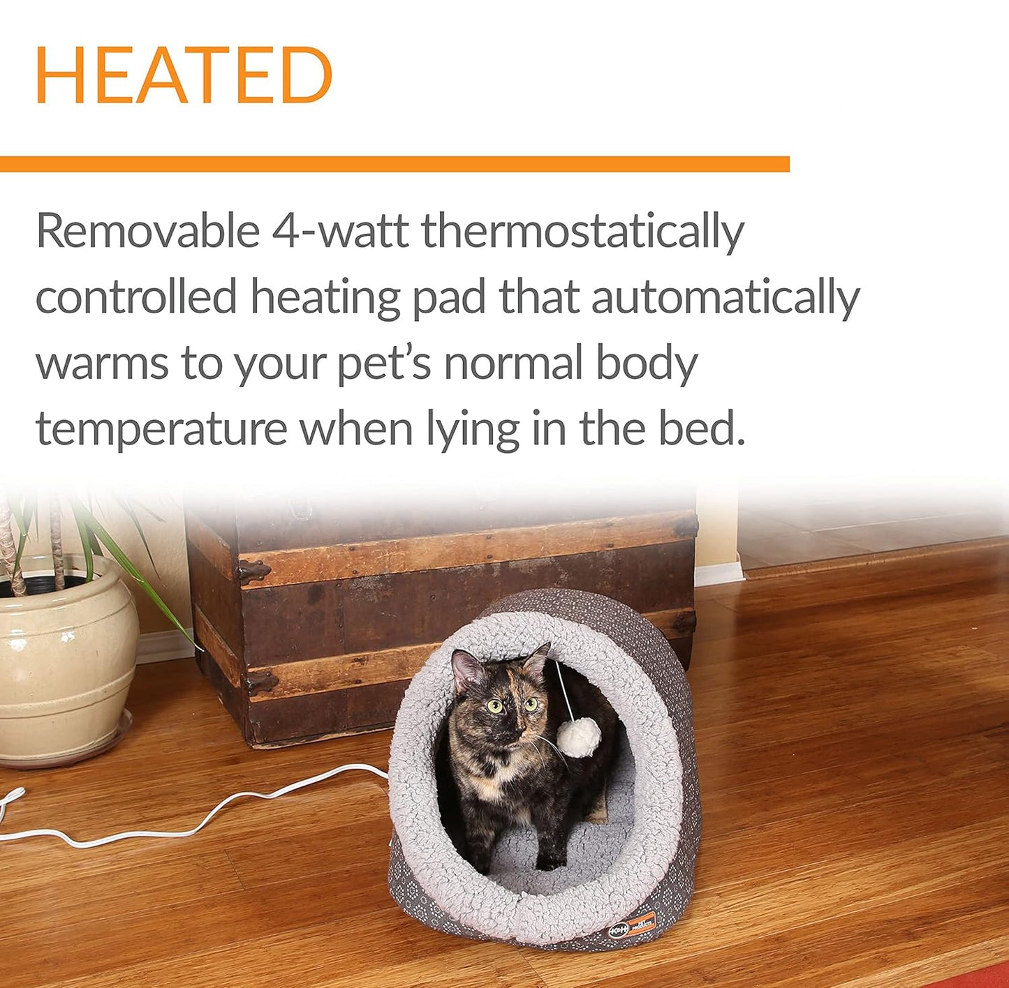 UK Indoor Heated Pet Products Thermo-Pet Cave Heated Dog Cat Bed for Large Cats and Dogs