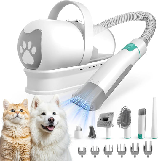 Dog Grooming Kit, Pet Grooming Vacuum with Pet Clipper Nail Grinder with 7 Pet Grooming Tools