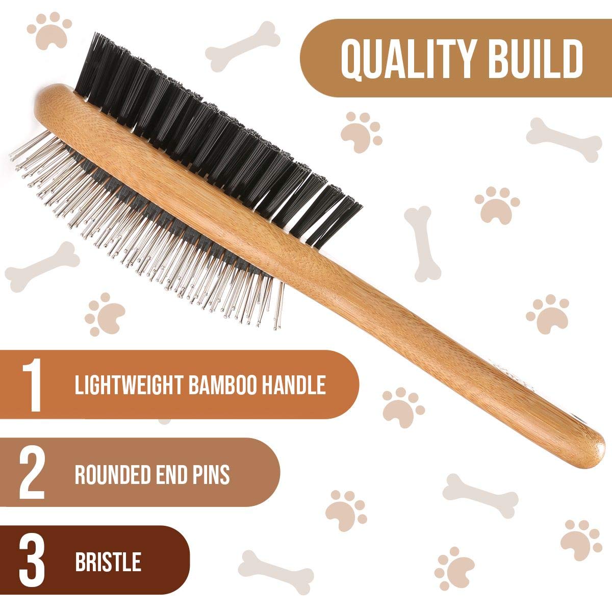 KylePet Dog Brush, Double Sided Pet Slicker Brush with Bamboo Handle for Dogs and Cats Long Hair