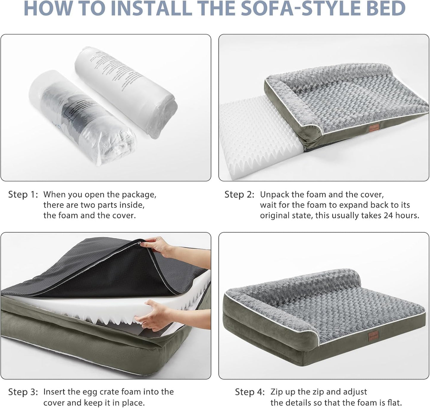 Orthopedic Dog Bed for Large Dogs-Big Waterproof Sofa Dog Bed with Removable Washable Cover
