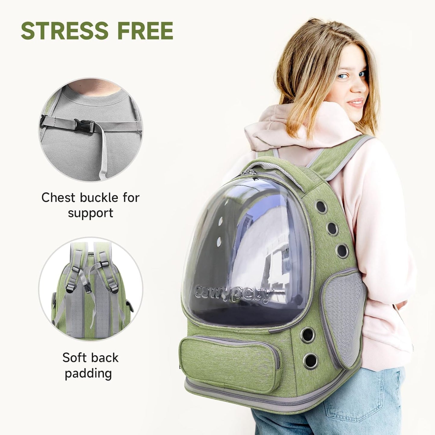 Breathable Cat Carrier Large Space Bubble Pet Backpack for Kitty Small Dog up to 15lbs
