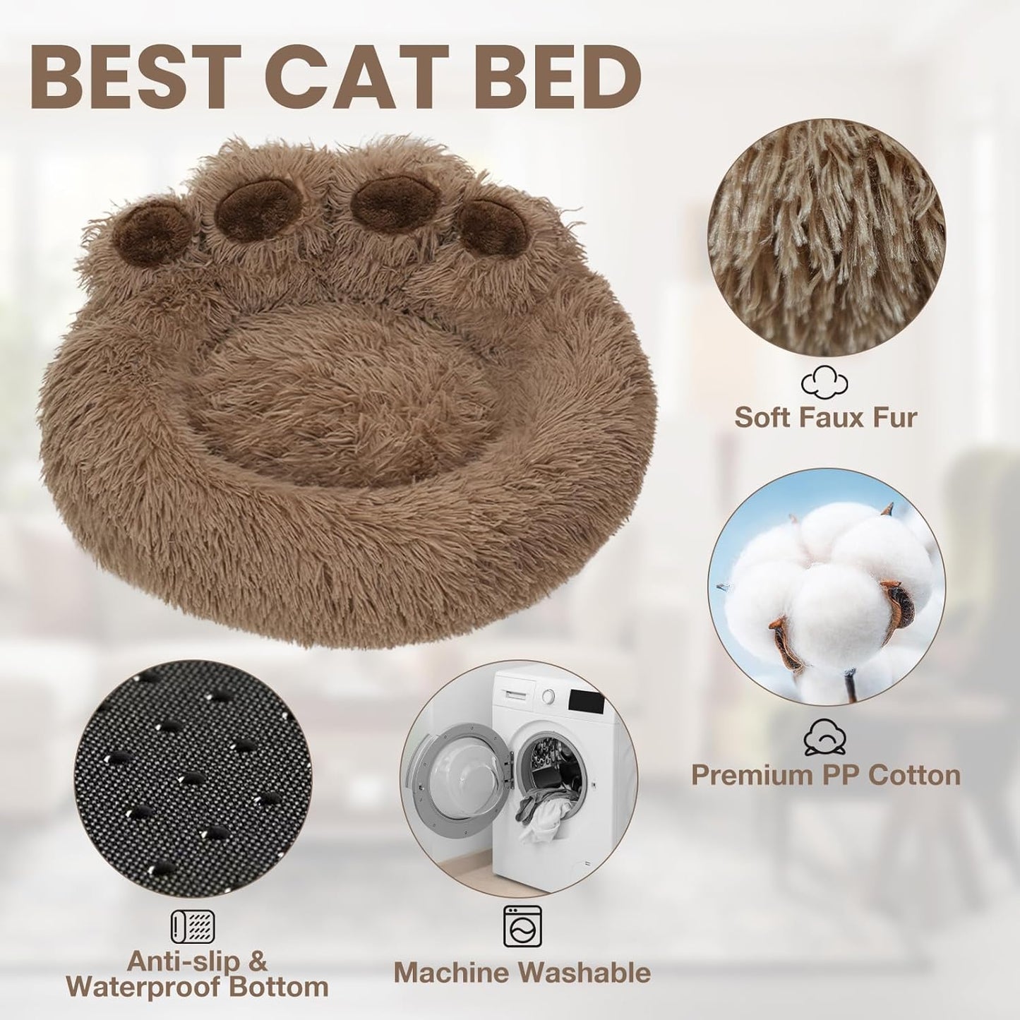Washable Medium Pet Bed, Warm Kitten Nest 24 inches for Medium Size Dog