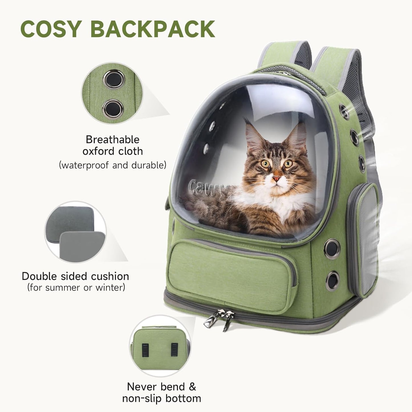 Breathable Cat Carrier Large Space Bubble Pet Backpack for Kitty Small Dog up to 15lbs