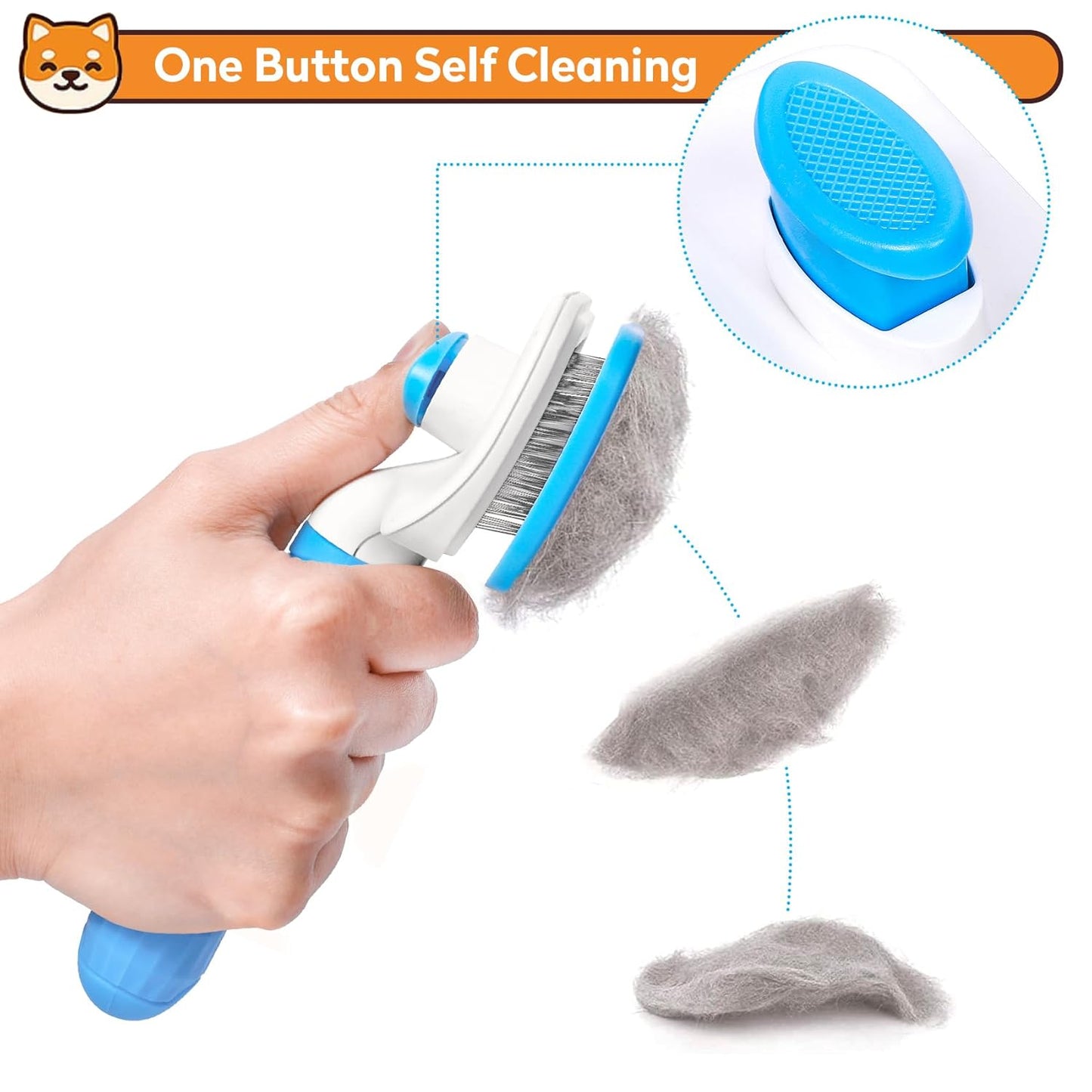 Dog & Cat Brush, Self Cleaning Slicker Brush for Pets, Upgraded Dog Brush for Shedding Massaging and Grooming