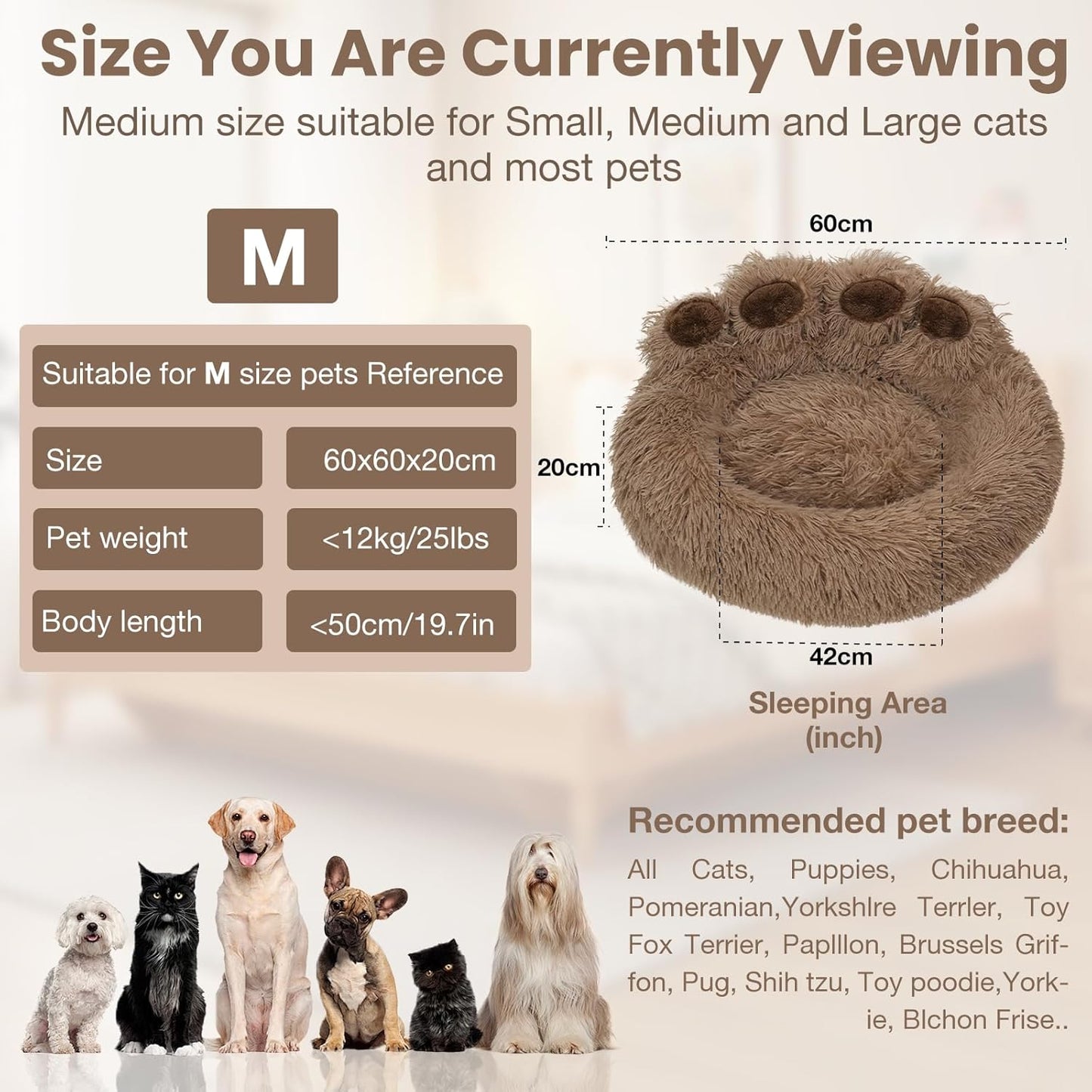 Washable Medium Pet Bed, Warm Kitten Nest 24 inches for Medium Size Dog