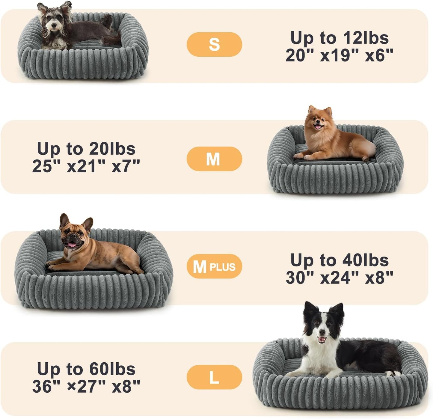Washable Orthopedic Dog Bed with Removable Cover