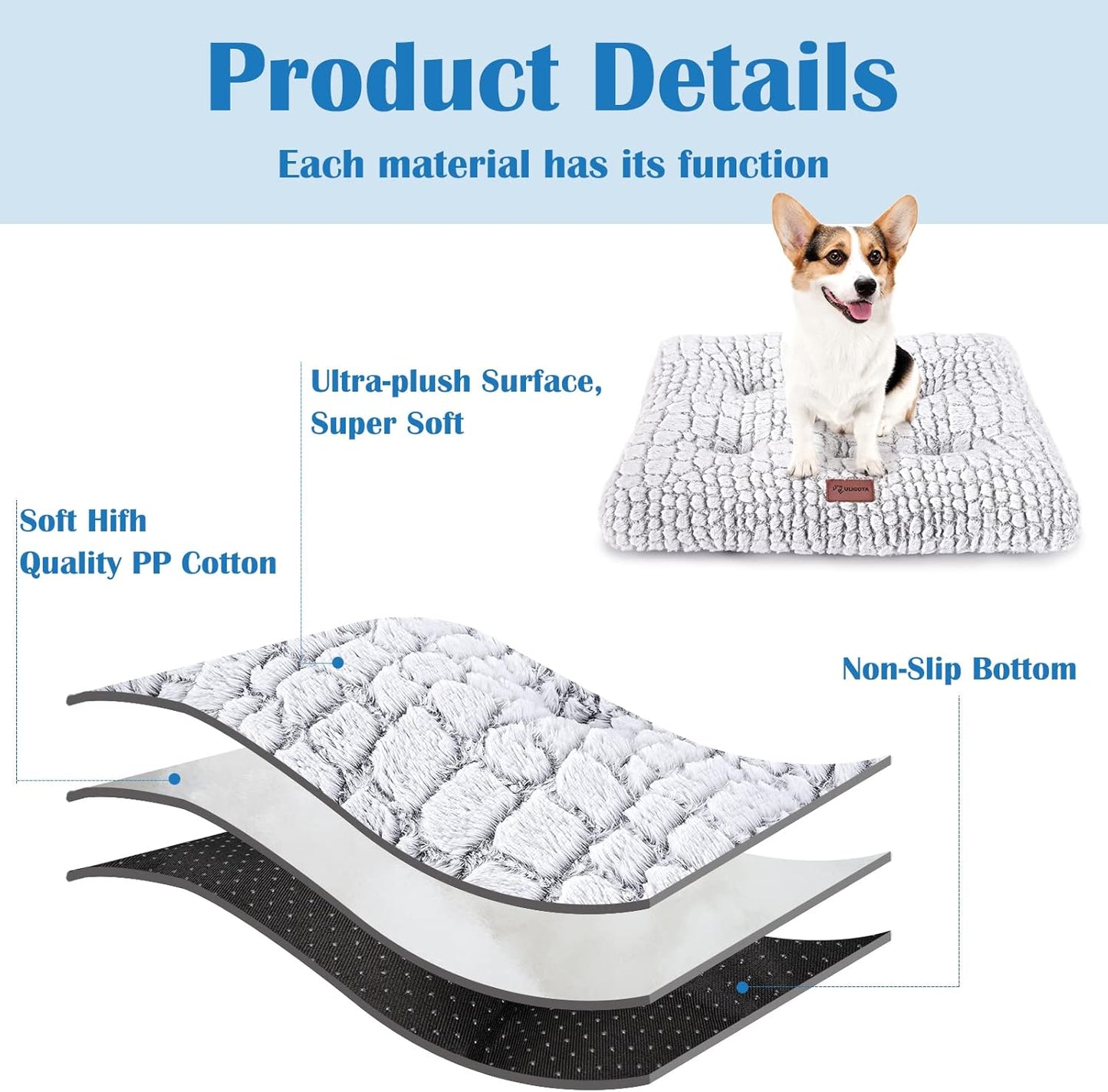 Soft Fluffy Pet Cushion Mat for Small Dogs, Anti-Slip Comfy Kennel Pad for Puppy Crates UK Pets