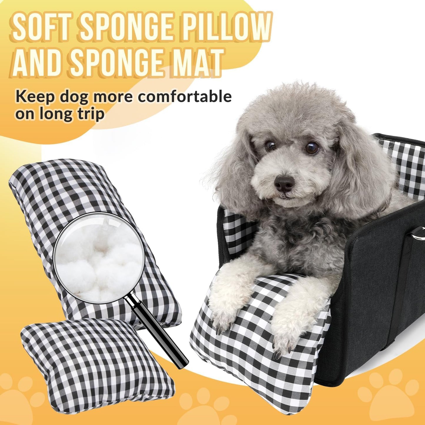 Portable Dogs Armrest Booster Seat for Small Dog Anti-Collapse Pet Car Seat with Soft Cushion Safety Belt