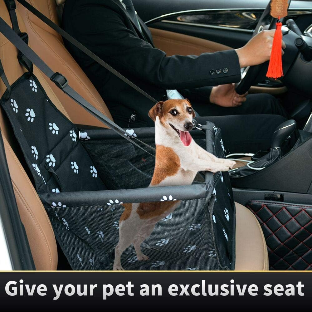Dog Car Seat Puppy Portable Pet Booster Car Seat with Clip-On Safety Leash and PVC Support Pipe
