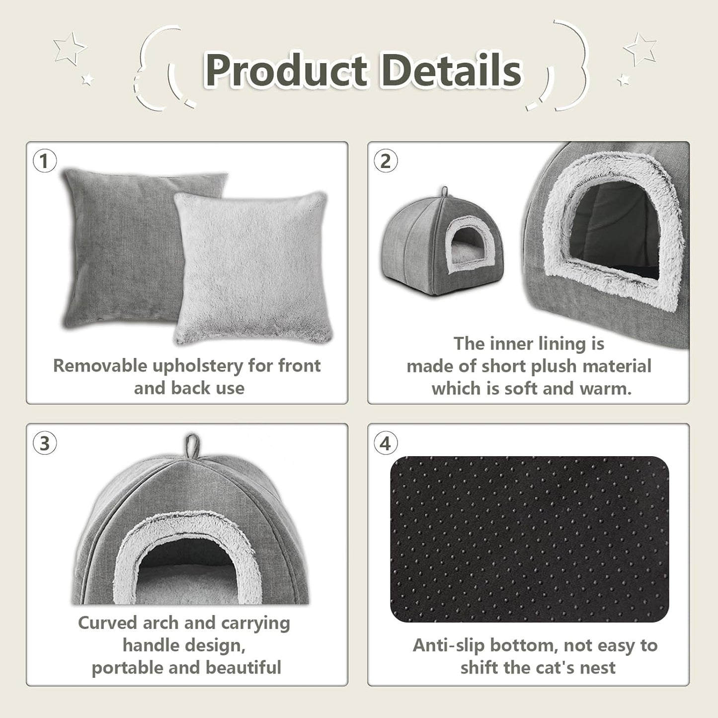 Cat Bed Cave-Cat Beds for Indoor Cats, Kittens and Small Pets,Soft and Warm Cats House