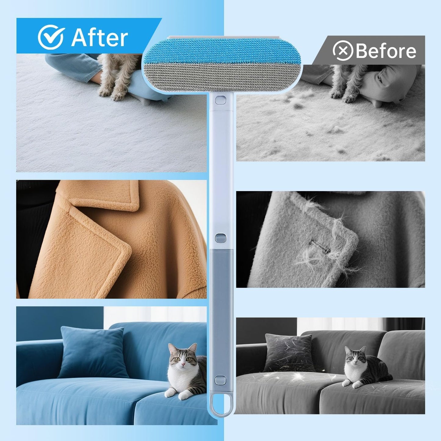 Pet Hair Remover Tool for Furniture, Reusable Washable Dog and Cat Hair Lint Removal Brush