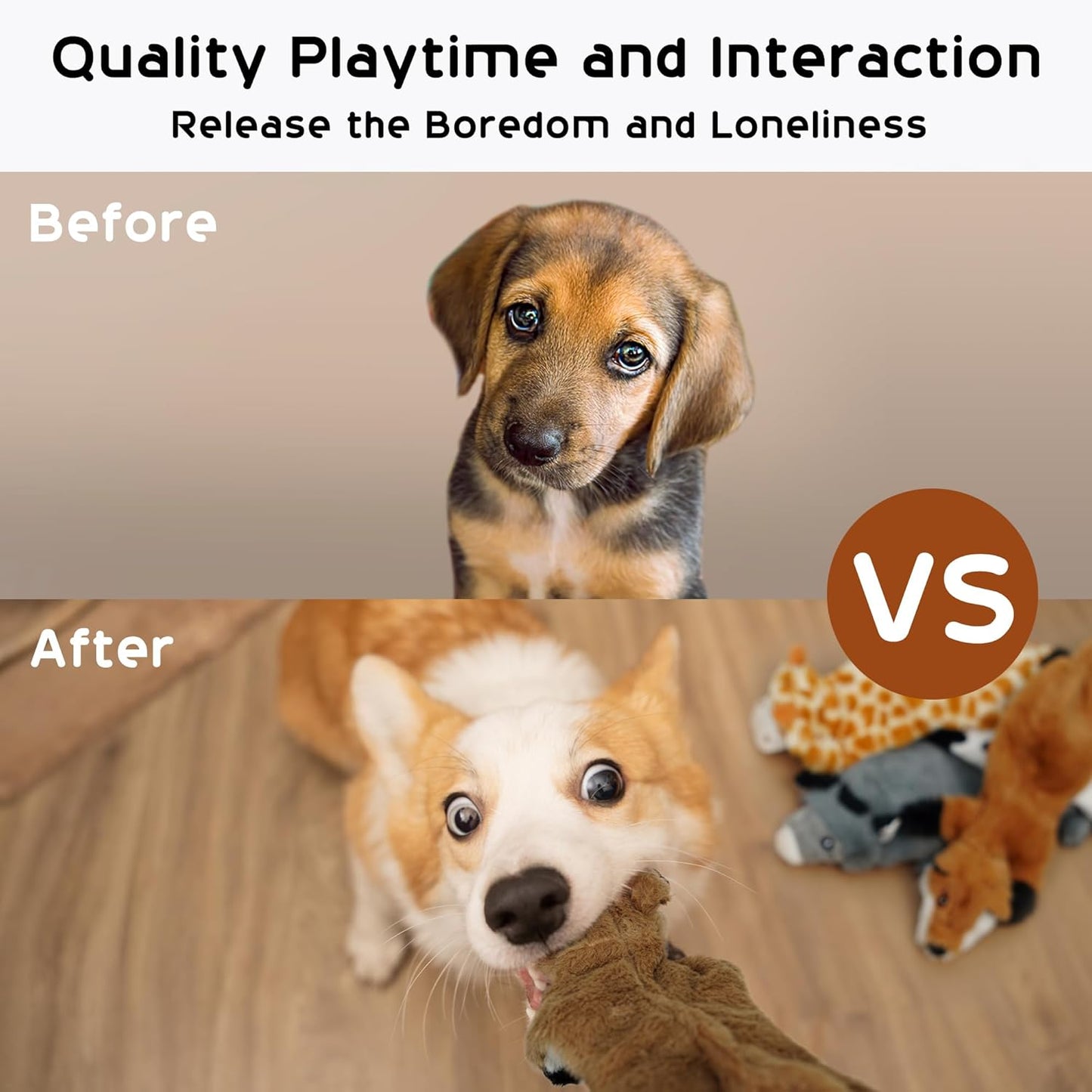 Dog Squeaky Toys, 5 PCS Crinkle Plush Dog Toys, No Stuffing Dog Toys for Small Medium Large Dogs